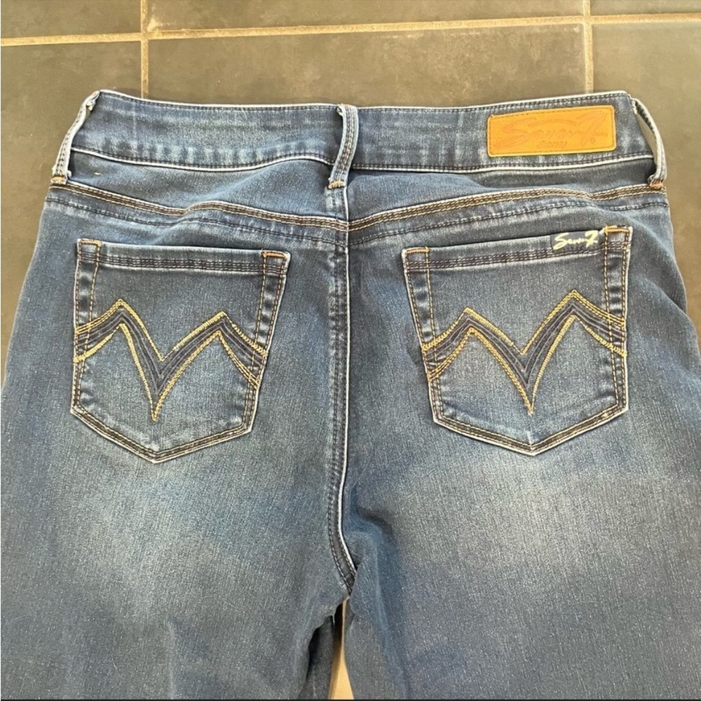 SEVEN7 Medium Wash Straight Leg Jeans with Button Hem - Picture 2 of 5